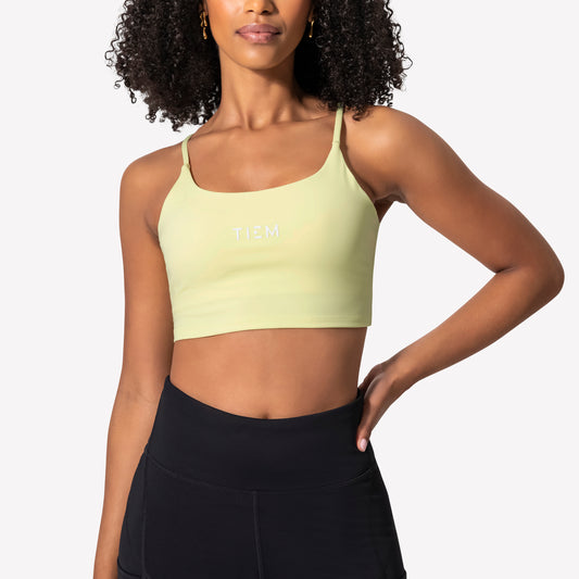 Cropped Sports Bra - Citron/White