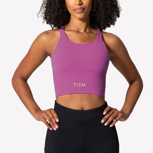 Strappy Sports Bra - Orchid/White