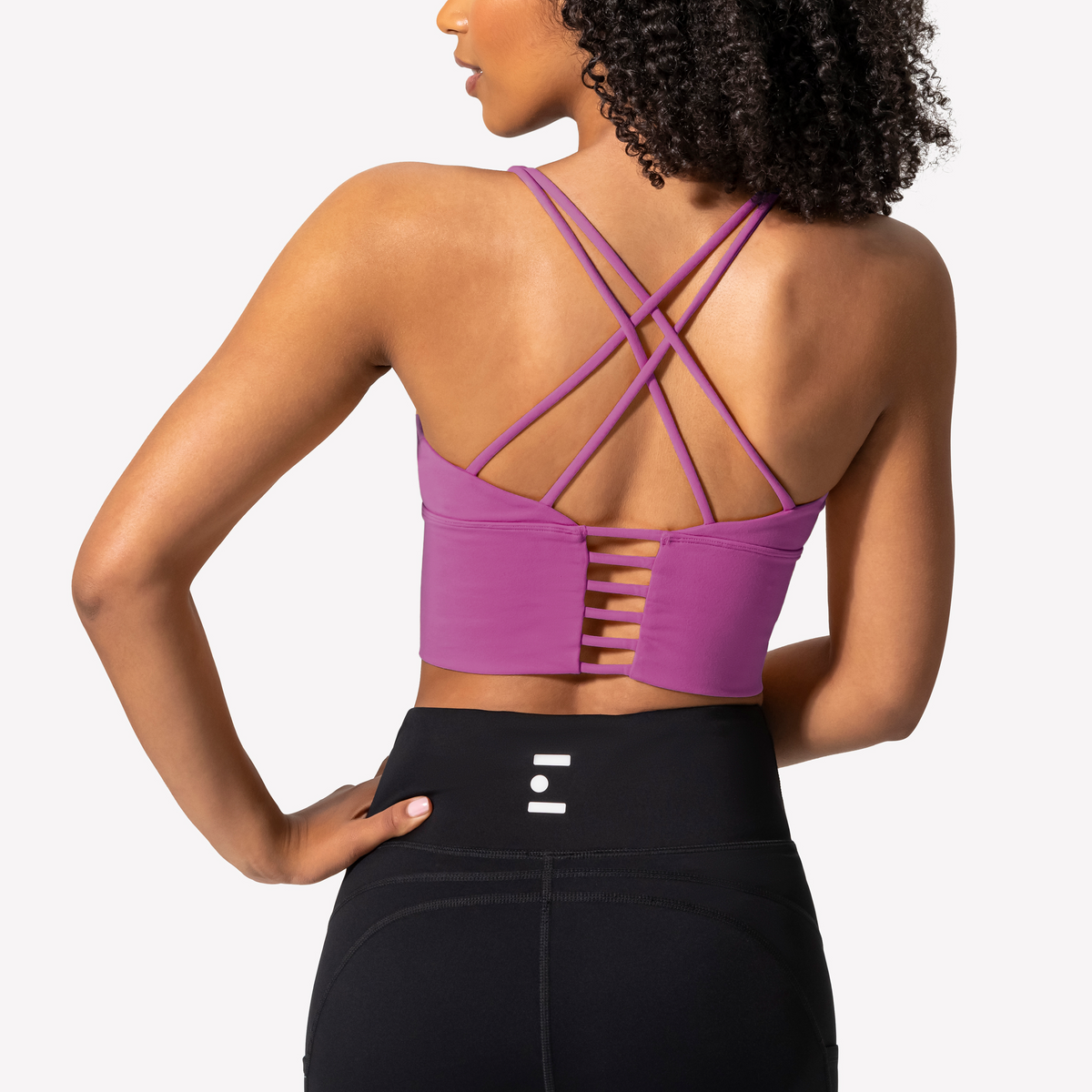 Strappy Sports Bra - Orchid/White