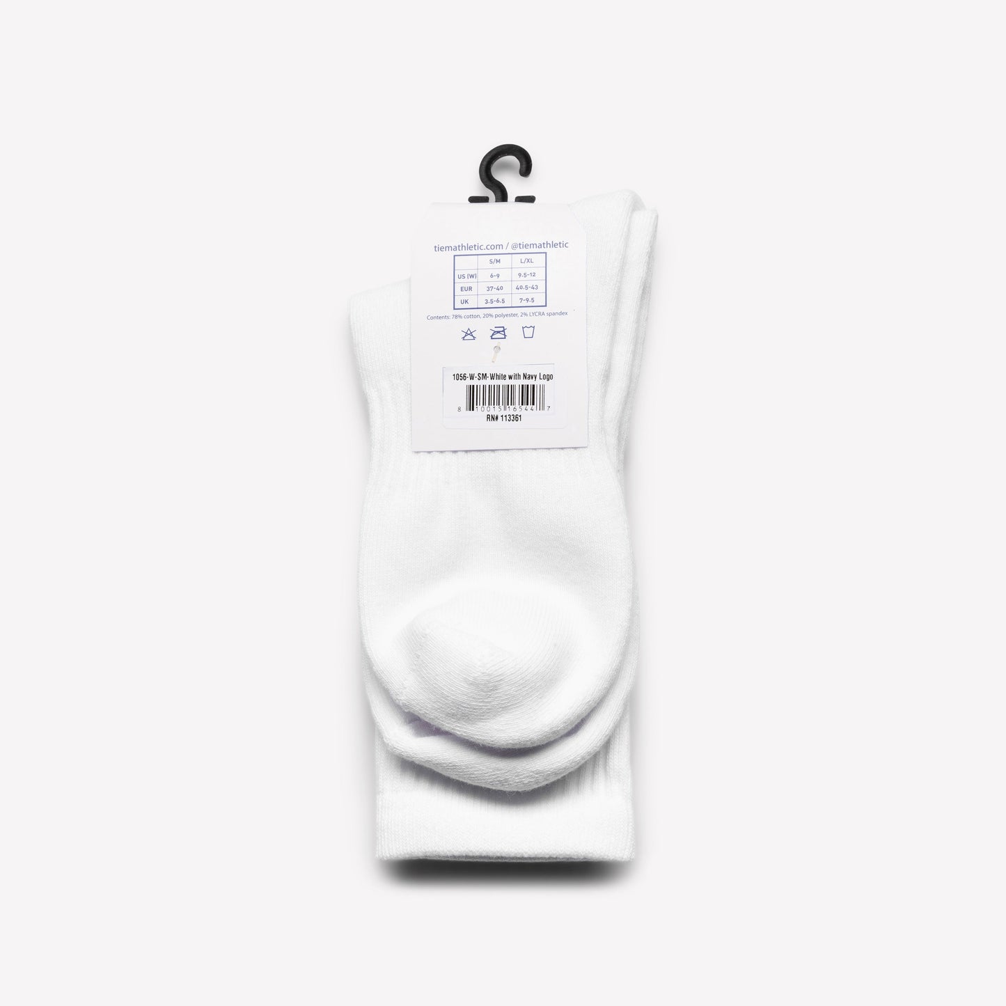 Cotton Crew Socks - White/Navy