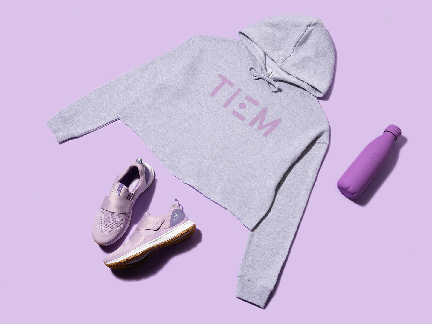 TIEM Cropped Hoodie - Gray/Lilac